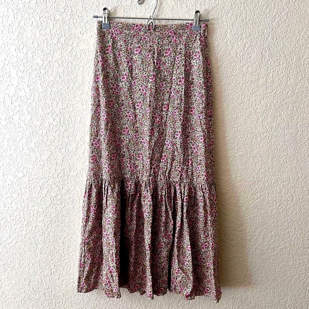 Floral Maxi Skirt - Pink and Cream